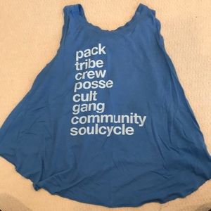 SoulCycle mantra tank with tulip back